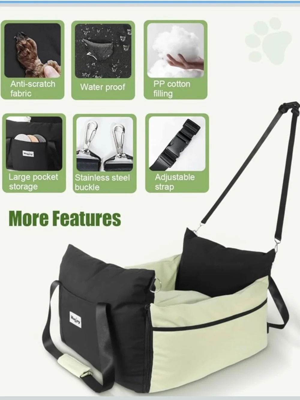 Premium Green and Black Dog Travel Carrier - Comfortable Pet Tote